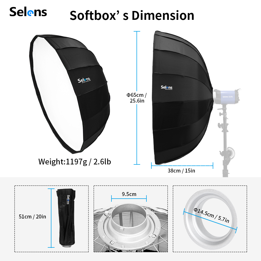 Selens Diffuser Reflector Para - Photography Lighting Beauty Dish review and price
