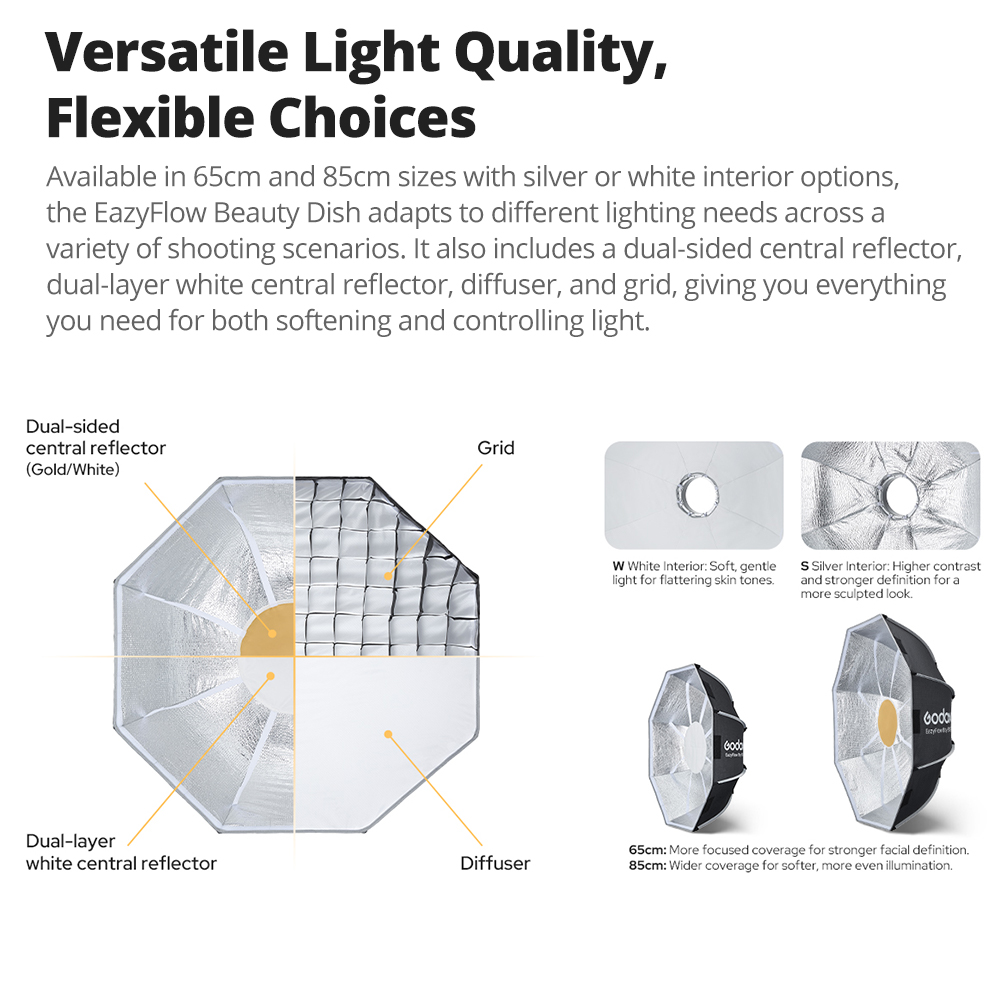 Godox 65cm 85cm EazyFlow Beaut - Photography Lighting Beauty Dish review and price