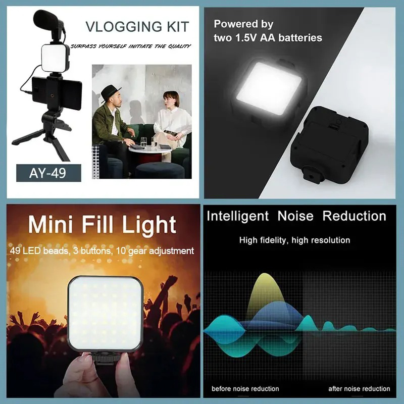 AY49 Smartphone Vlogging Kit W - Iris Photography Led Lighting Pack review and price